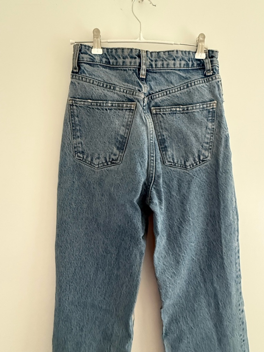 ZARA High Waisted Loose Wide Leg Distressed Jeans Y2K Raw Hem Size 2 - Picture 4 of 4